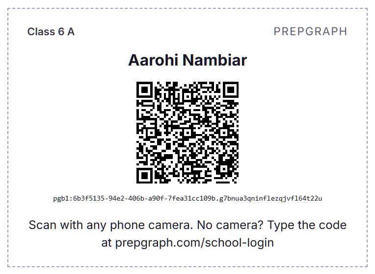A printed login card: a badge any phone scans and a short PIN